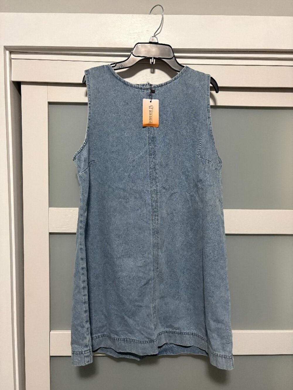 Forever 21 Washed Denim A Line Sleeveless Mini Dress sz L NEW